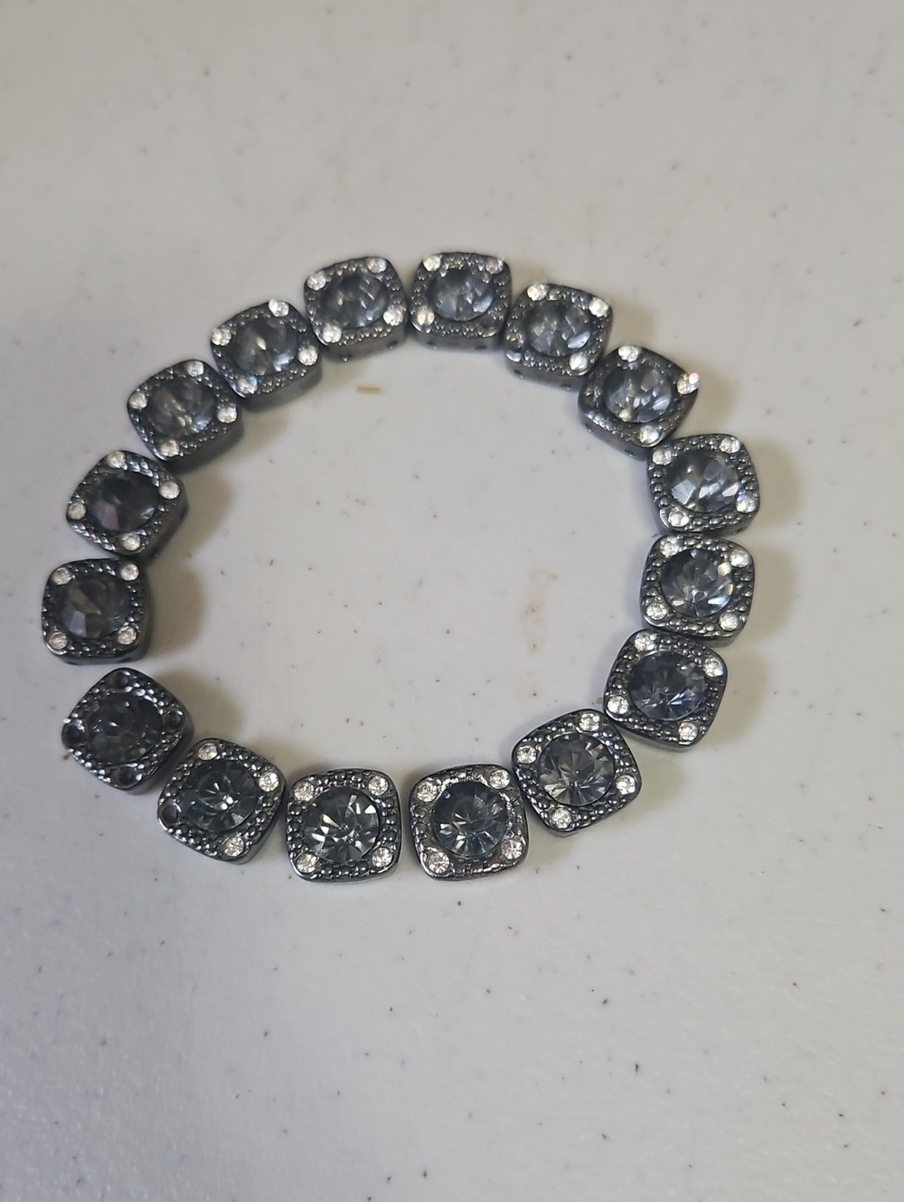 Gunmetal Square Bracelet Pieces To Be Strung Together Vintage 1980 Great Shape